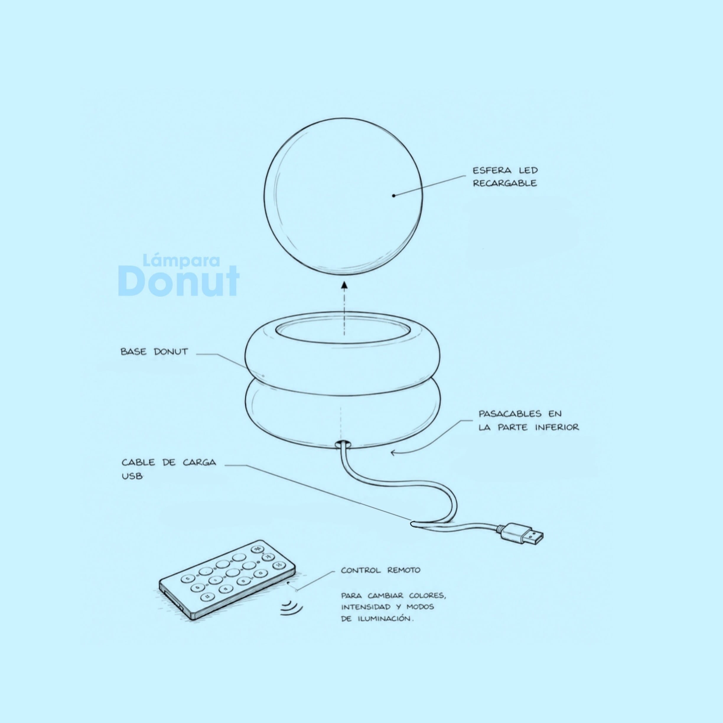 Lámpara Donut 3D