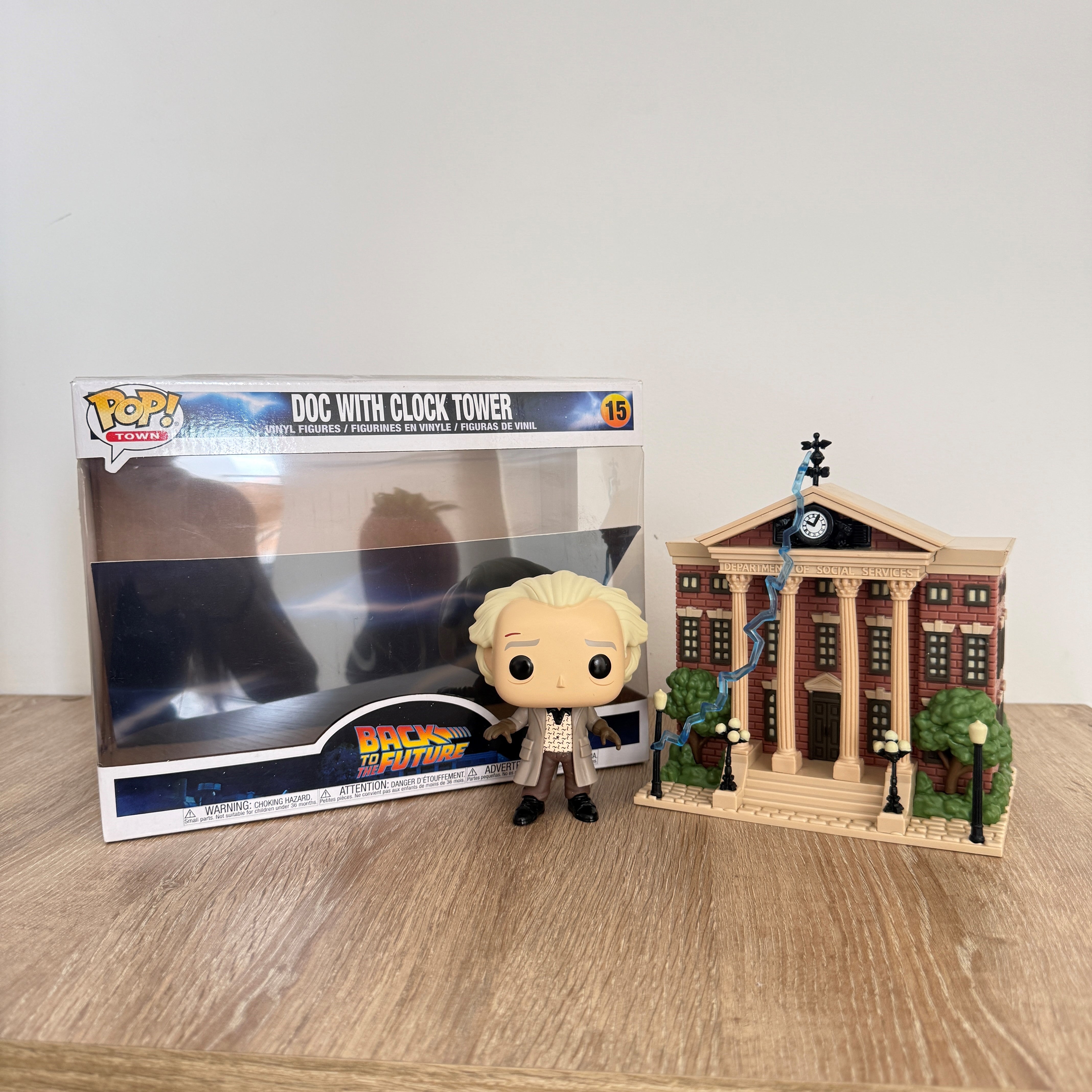 Funko doc with clock tower