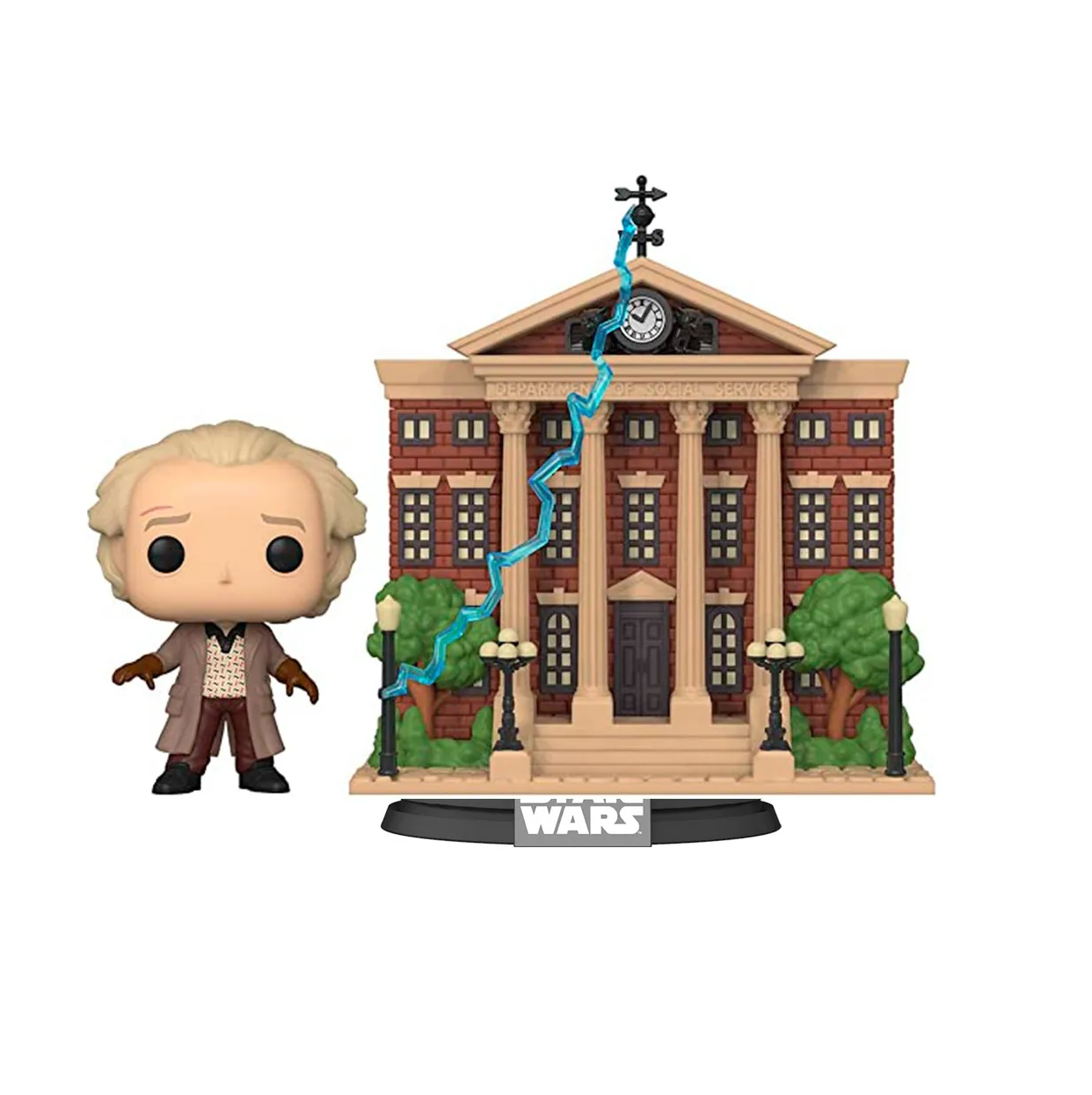 Funko doc with clock tower